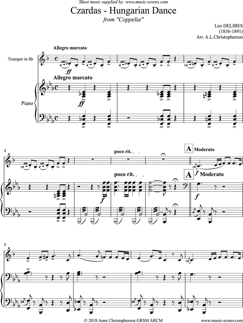 Czardas: Hungarian Dance: from Coppelia: Trumpet by Delibes