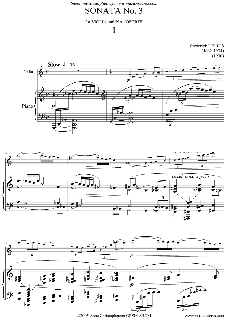 Front page of Sonata No.3 for Violin and Piano: 1st Movement sheet music