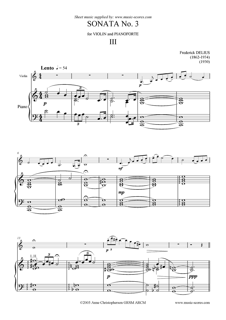 Front page of Sonata No.3 for Violin and Piano: 3rd Movement sheet music