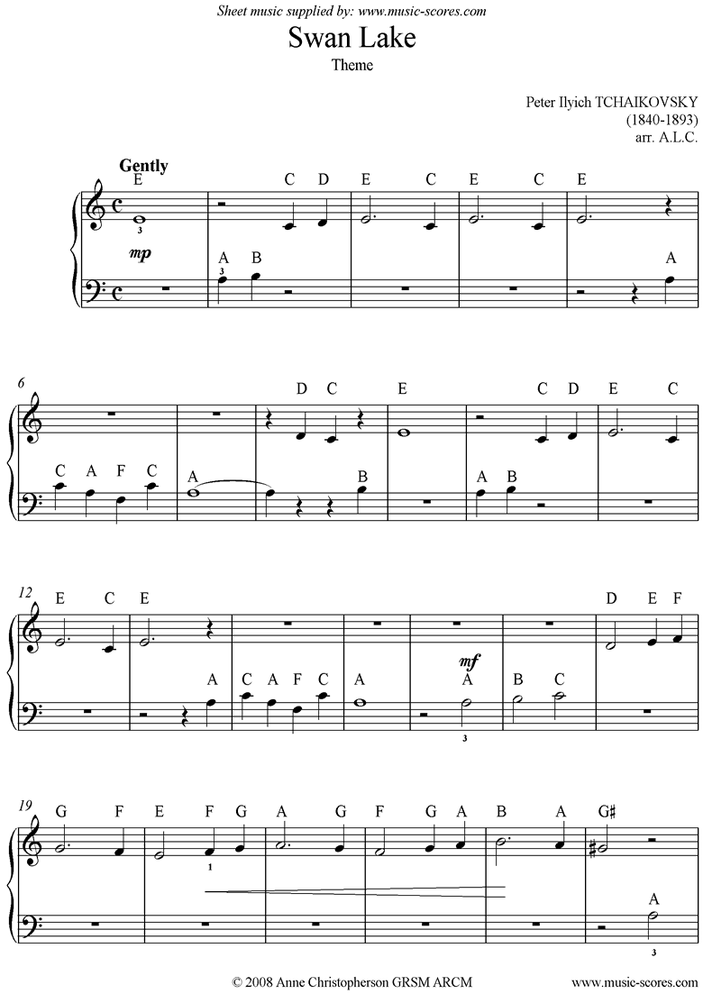 Theme from Swan Lake: Op. 20a - Easy by Tchaikovsky