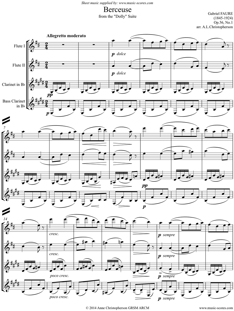 Front page of Op.56, No.1: Berceuse from Dolly Suite: Wind 4 sheet music