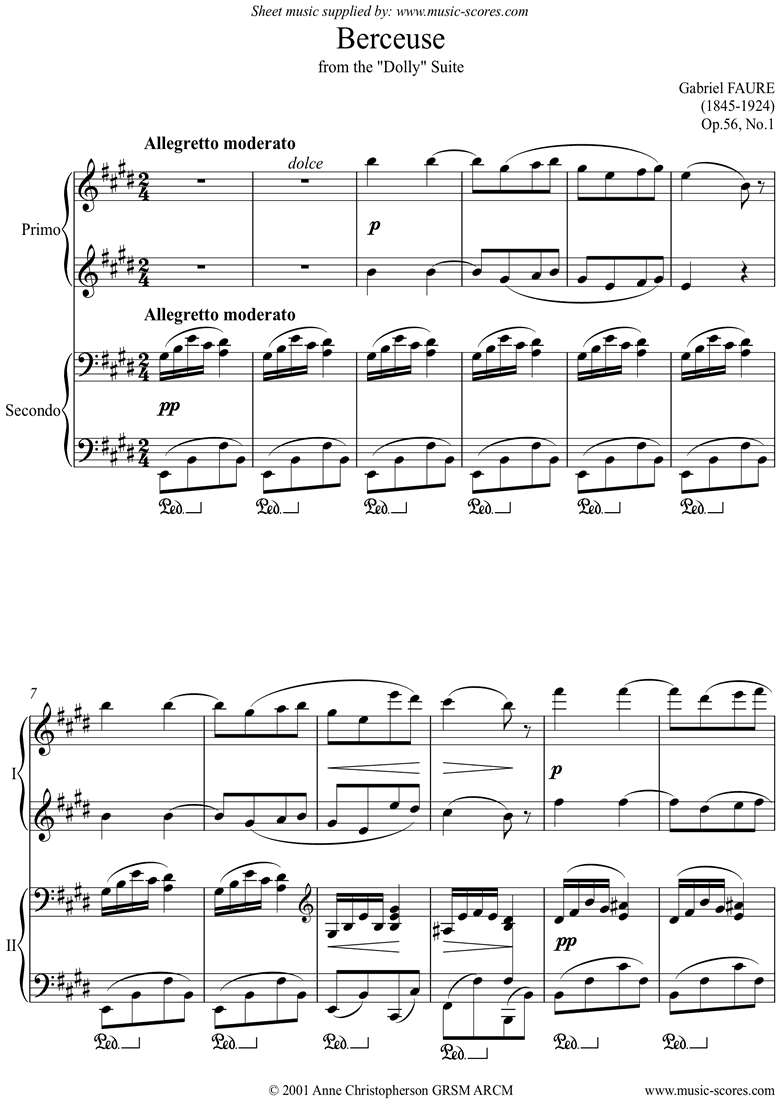 Op.56, No.1: Berceuse from Dolly Suite: Duet by Faure