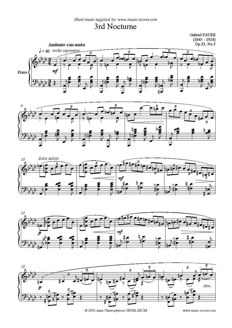 Front page of Op.33: Nocturne No.3 in Ab: Piano sheet music