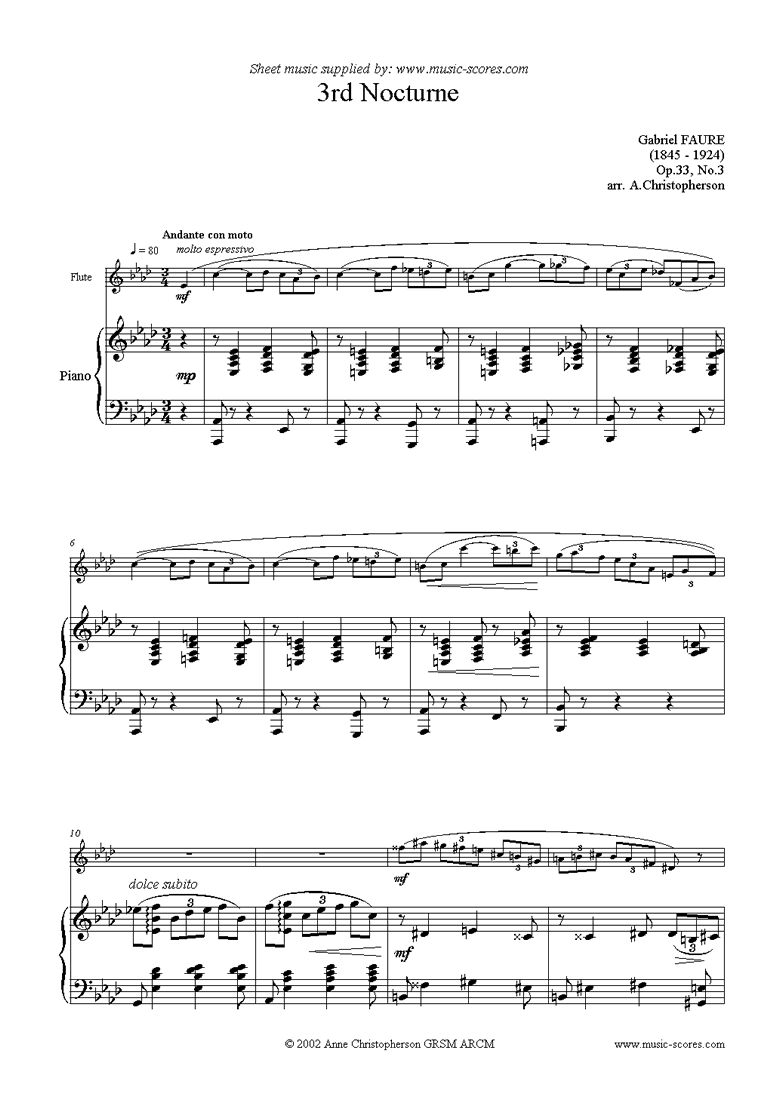 Front page of Op.33: Nocturne No.3 in Ab: Flute, Piano sheet music