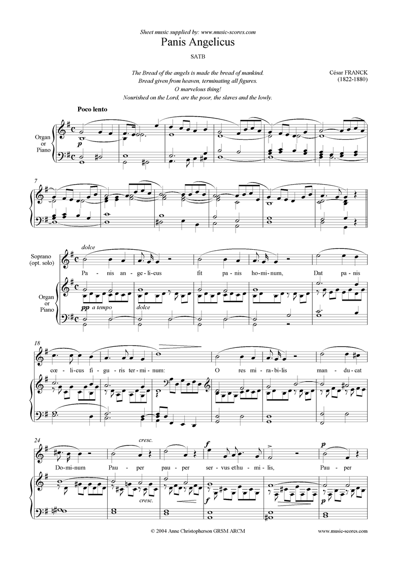 Panis Angelicus:   Choir SSAA by Franck