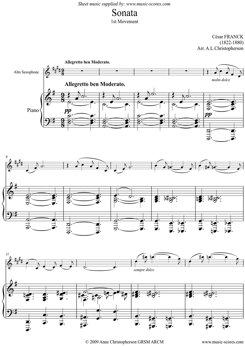 Front page of Sonata: 1st Mvt: Allegretto moderato: Alto Sax sheet music
