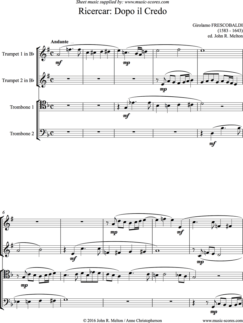 Front page of Dopo il Credo: Brass Quartet sheet music