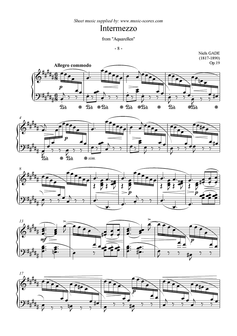 Front page of Aquarellen, Op.19, No.8: Intermezzo sheet music