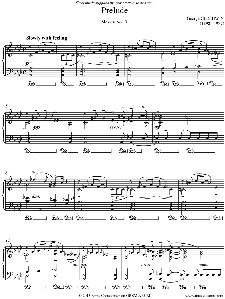 Front page of Prelude: Melody No.17 sheet music