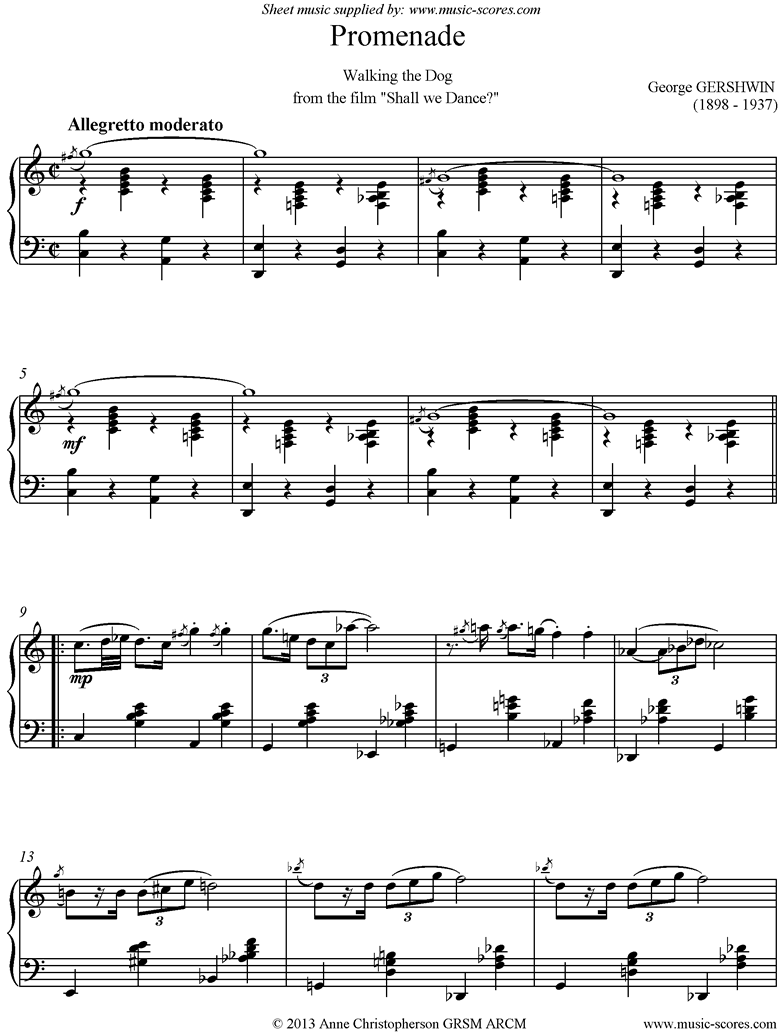 Front page of Promenade: Walking the Dog: Piano sheet music