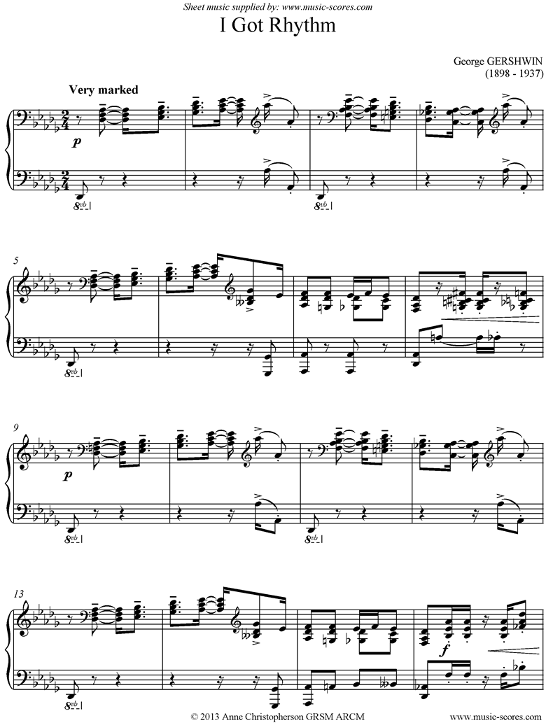 Front page of I Got Rhythm: Piano sheet music