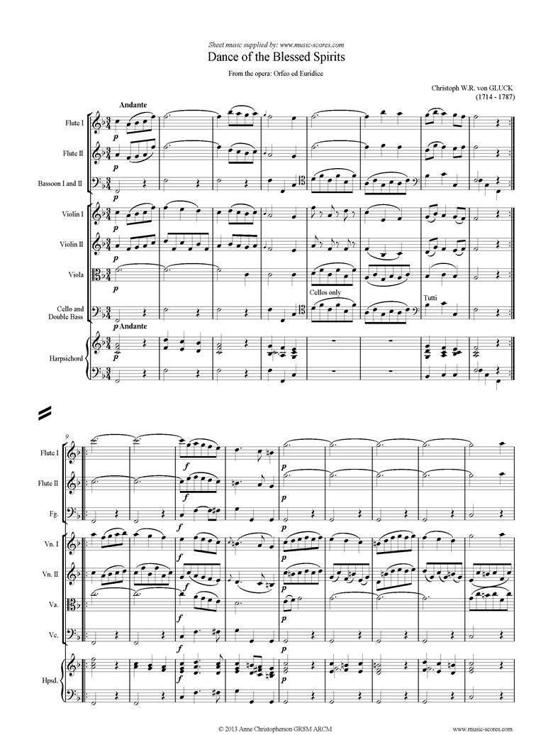 Orfeo ed Euredice: Dance of the Blessed Spirits: Mixed ensemble by Gluck