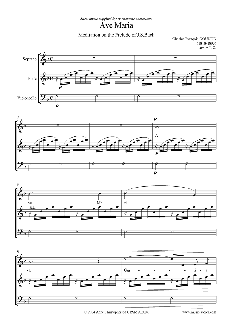Ave Maria: Soprano voice, flute and Cello by Gounod