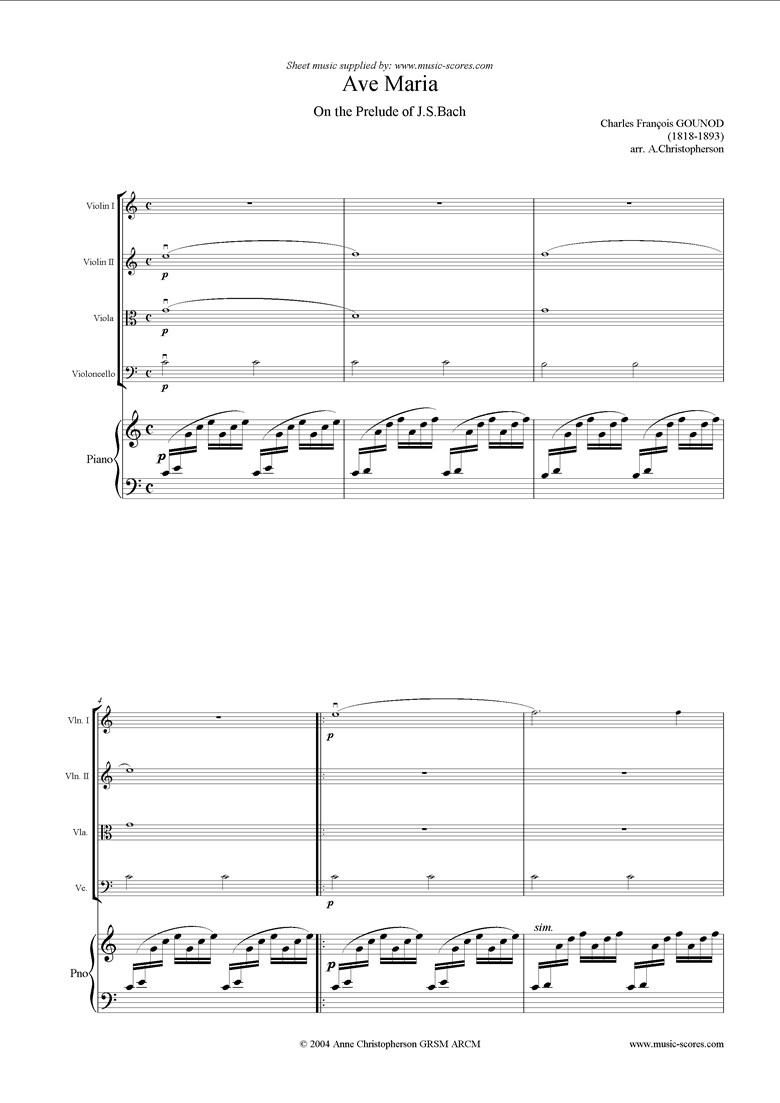 Ave Maria: Piano Quintet by Gounod