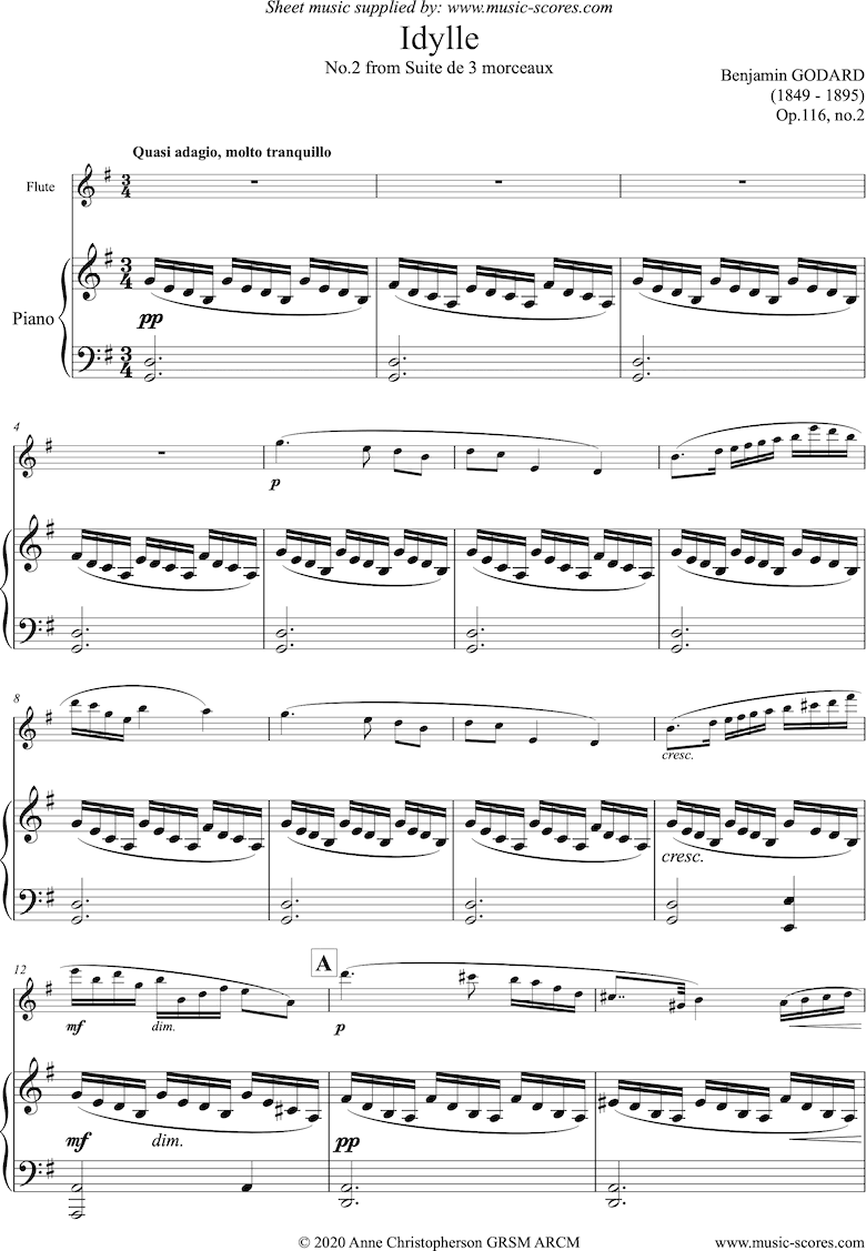Front page of Op.116b Idylle: Flute and Piano sheet music