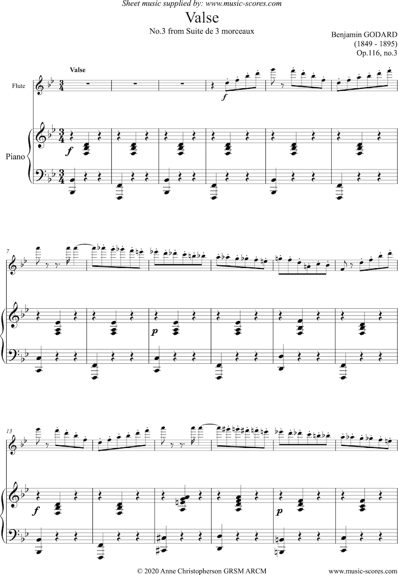 Op.116c Valse: Flute and Piano by Godard
