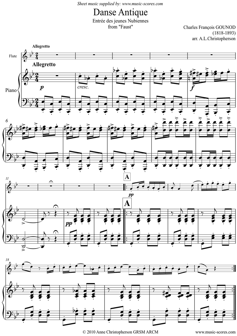 Front page of Faust: Danse Antique: Flute sheet music