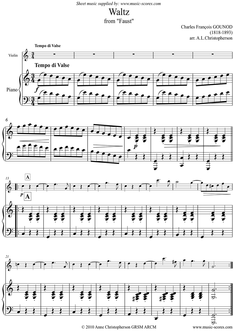 Front page of Faust: Waltz: Violin with Variations sheet music