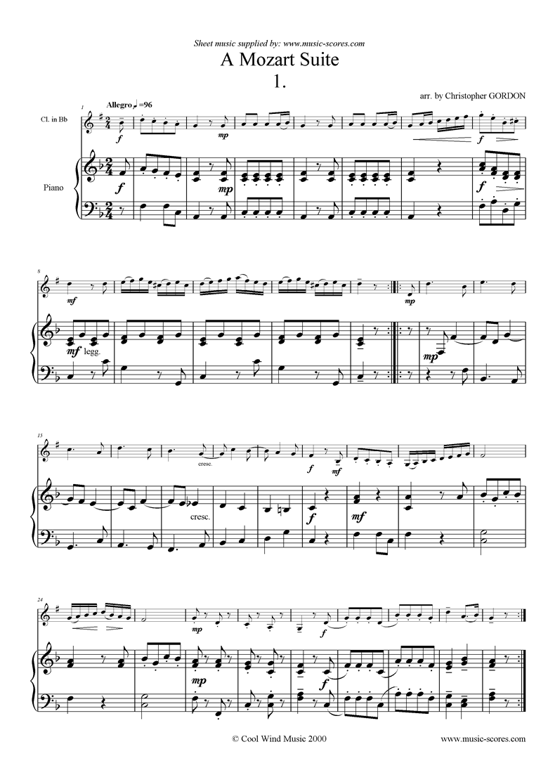 Front page of A Mozart Suite sheet music