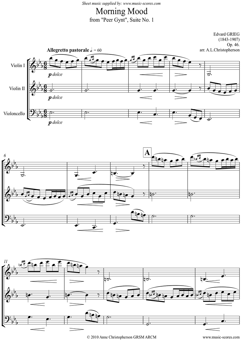Op.46: Morning Mood: Peer Gynt No.1: String 3 by Grieg