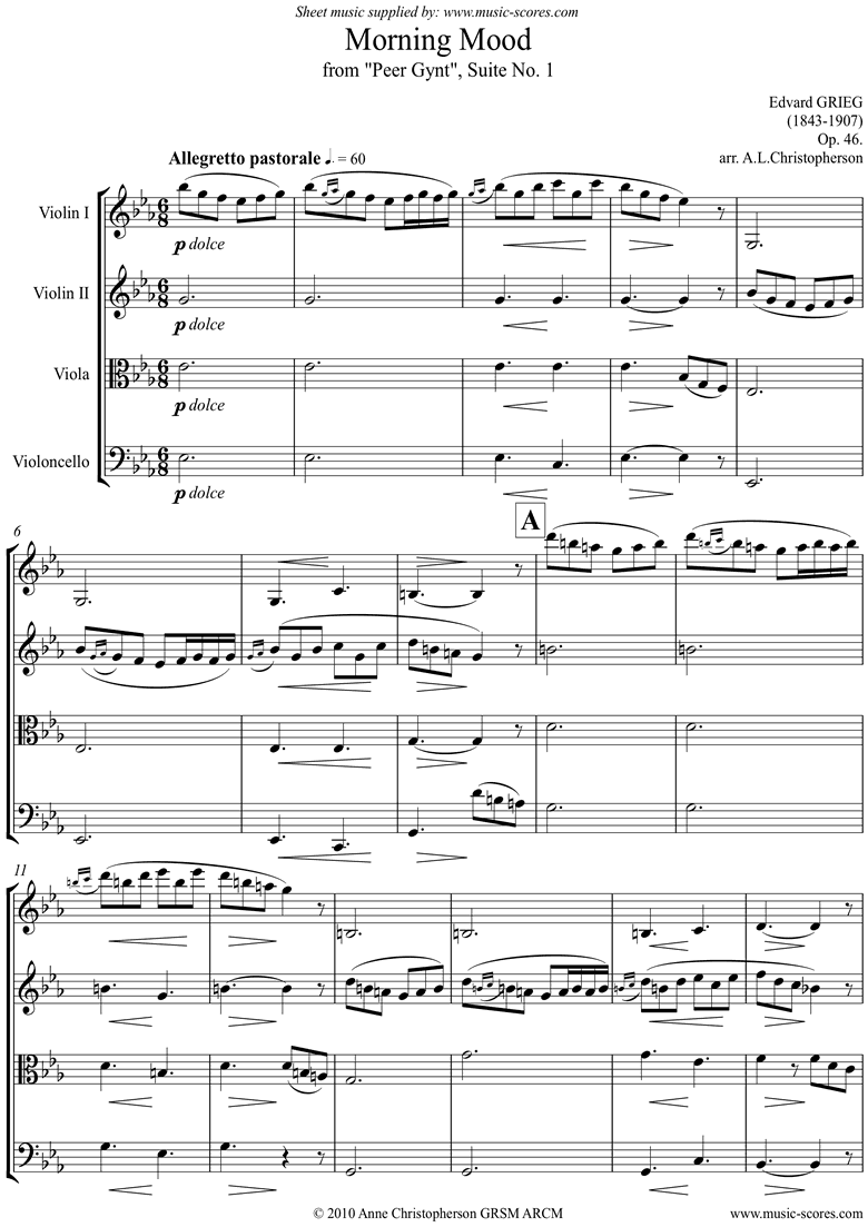 Op.46: Morning Mood: Peer Gynt No.1: String 4 by Grieg