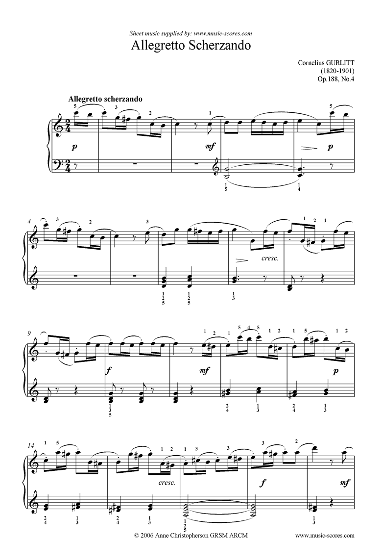 Front page of Op.144, No.4: Allegretto Scherzando sheet music