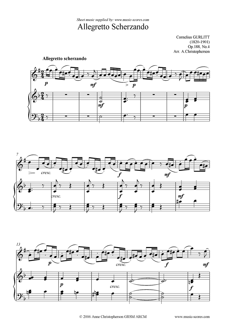 Front page of Op.144, No.4: Allegretto Scherzando: Clarinet sheet music