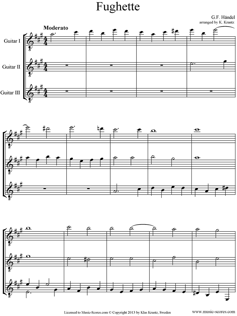 Fughette: 3 Guitars by Handel