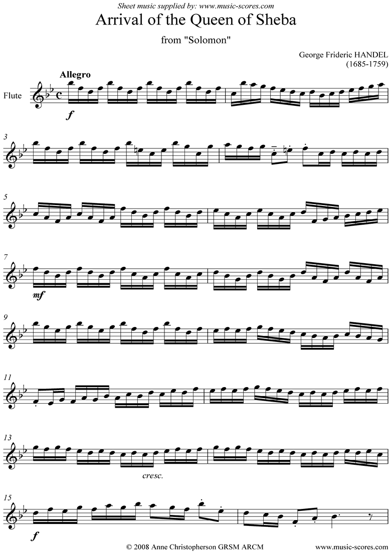 Solomon: Arrival of the Queen of Sheba: Flute solo by Handel