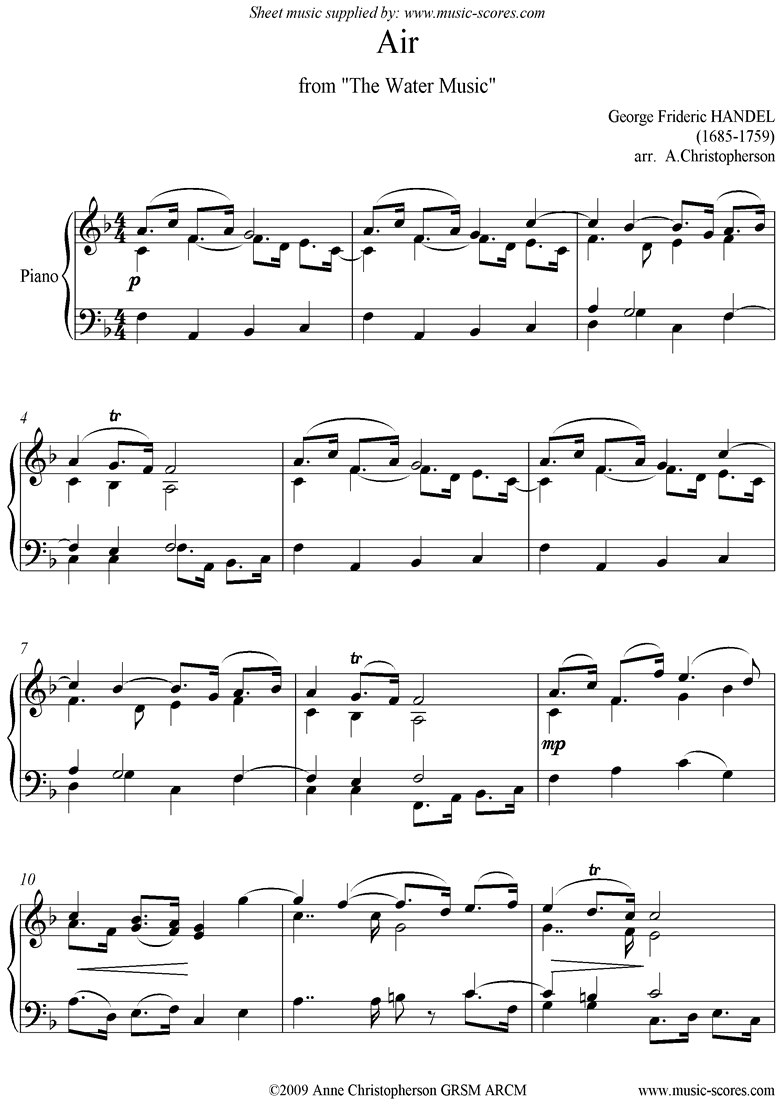 Water Music: Suite No.1: Air: Piano by Handel