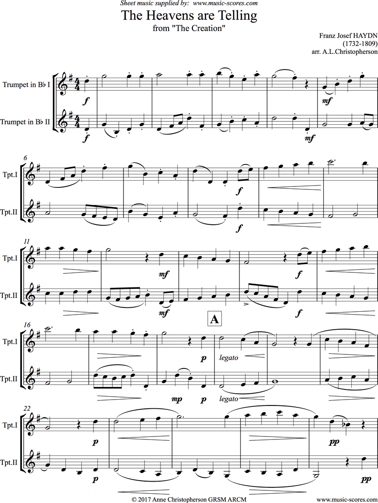 The Creation: The Heavens are Telling: 2 Trumpets by Haydn