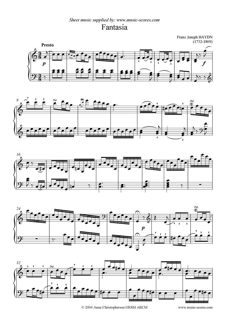 Front page of Fantasia: Piano sheet music
