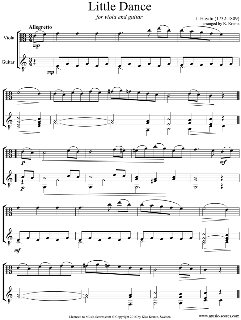 Front page of Dance: Viola, Guitar sheet music