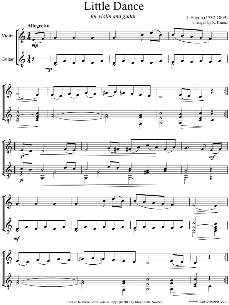 Front page of Dance: Violin, Guitar sheet music