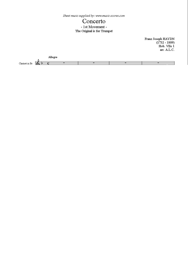 Front page of Trumpet Concerto, 1st Movement: Hob. VIIc 1 sheet music