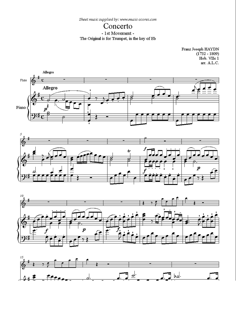 Front page of Trumpet Concerto, 1st Movement: Hob. VIIc 1 sheet music