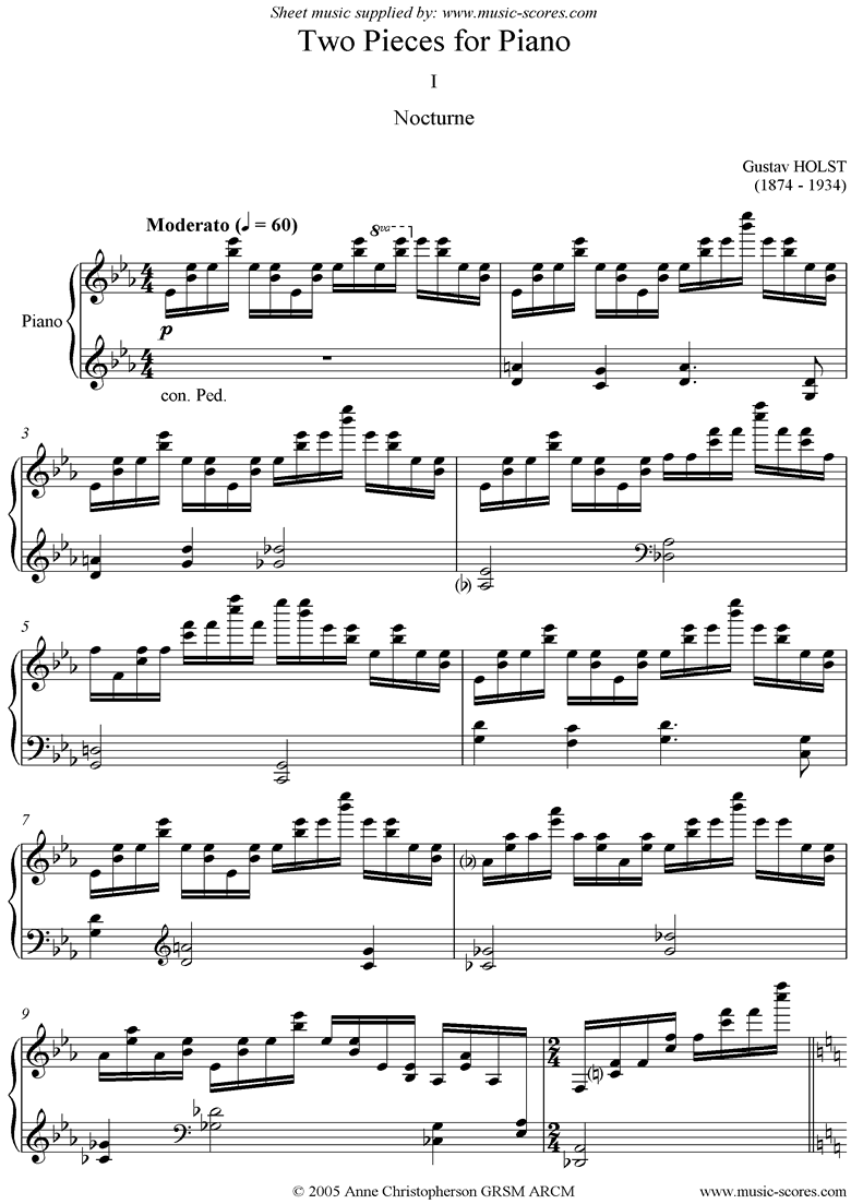 Front page of 2 Pieces for Piano: 1 Nocturne sheet music