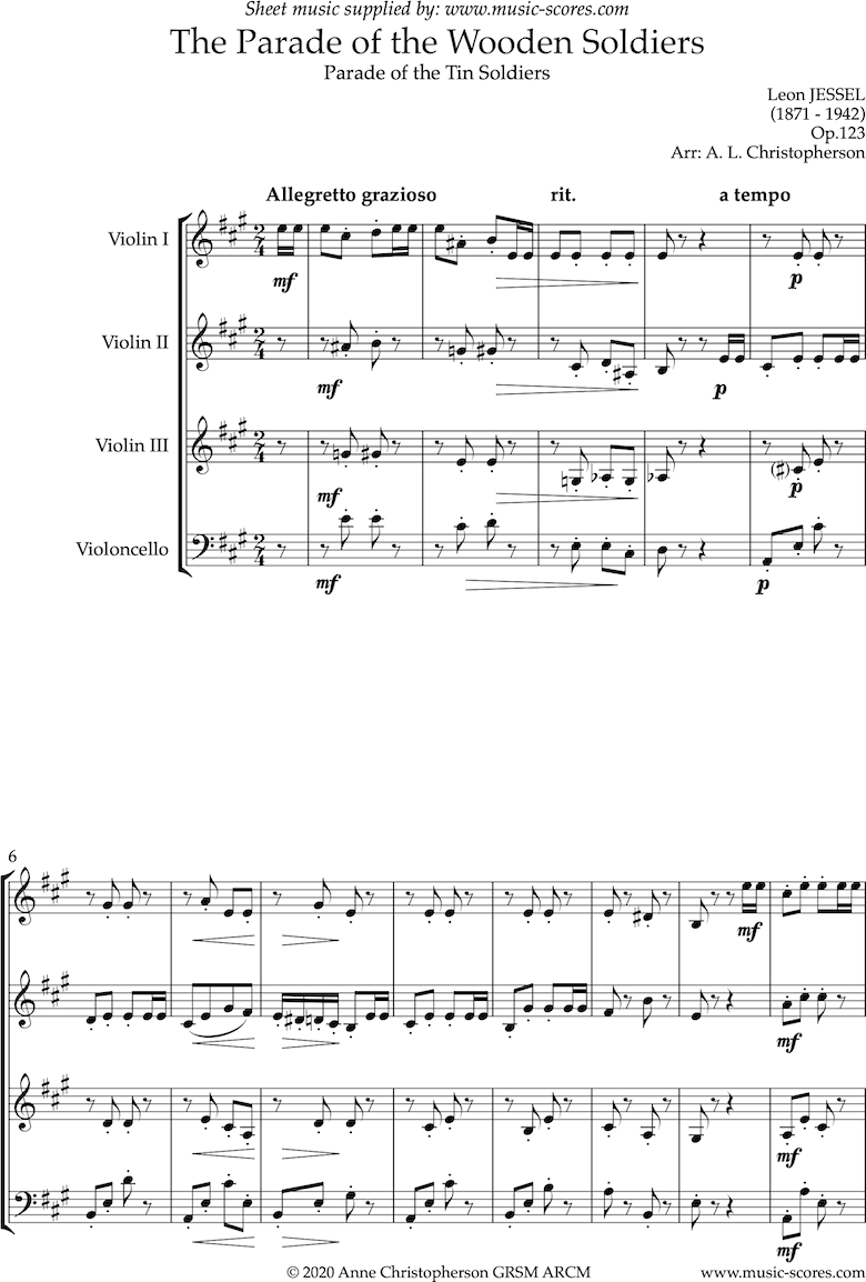 Front page of Parade of the Wooden Soldiers: String Ensemble sheet music