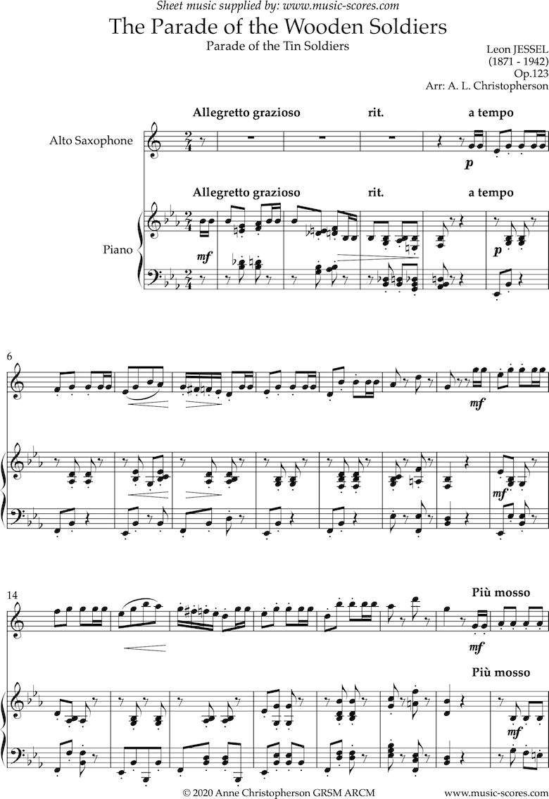 Front page of Parade of the Wooden Soldiers: Alto Sax sheet music