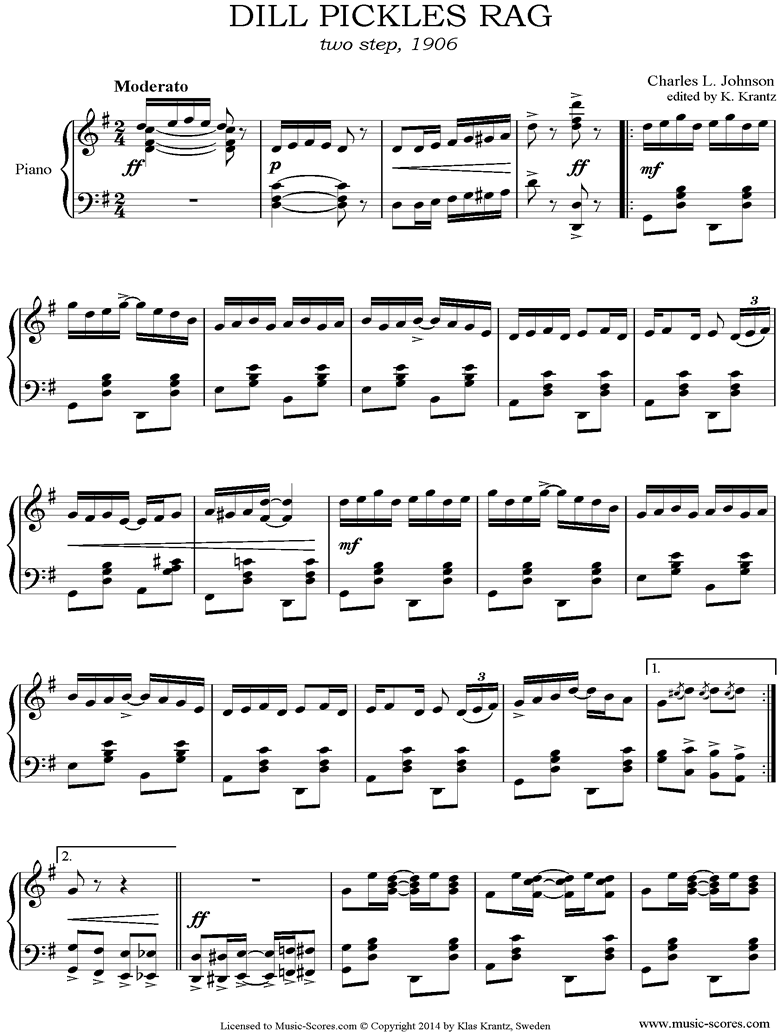 Front page of Dill Pickles Rag: Piano sheet music