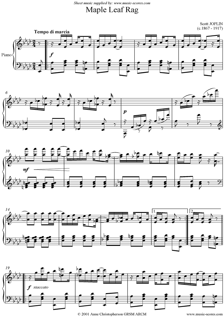 Скотт Джоплин Мейпл Лейф рег. Maple leaf rag