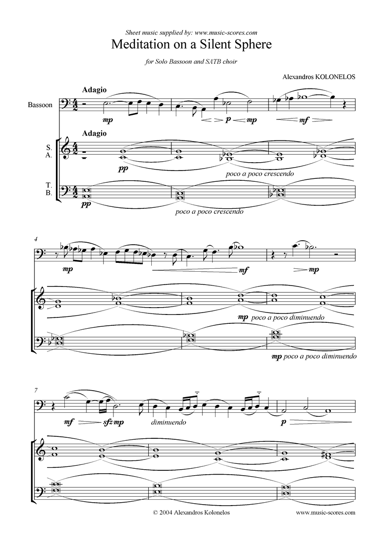 Front page of Meditation on a Silent Sphere sheet music