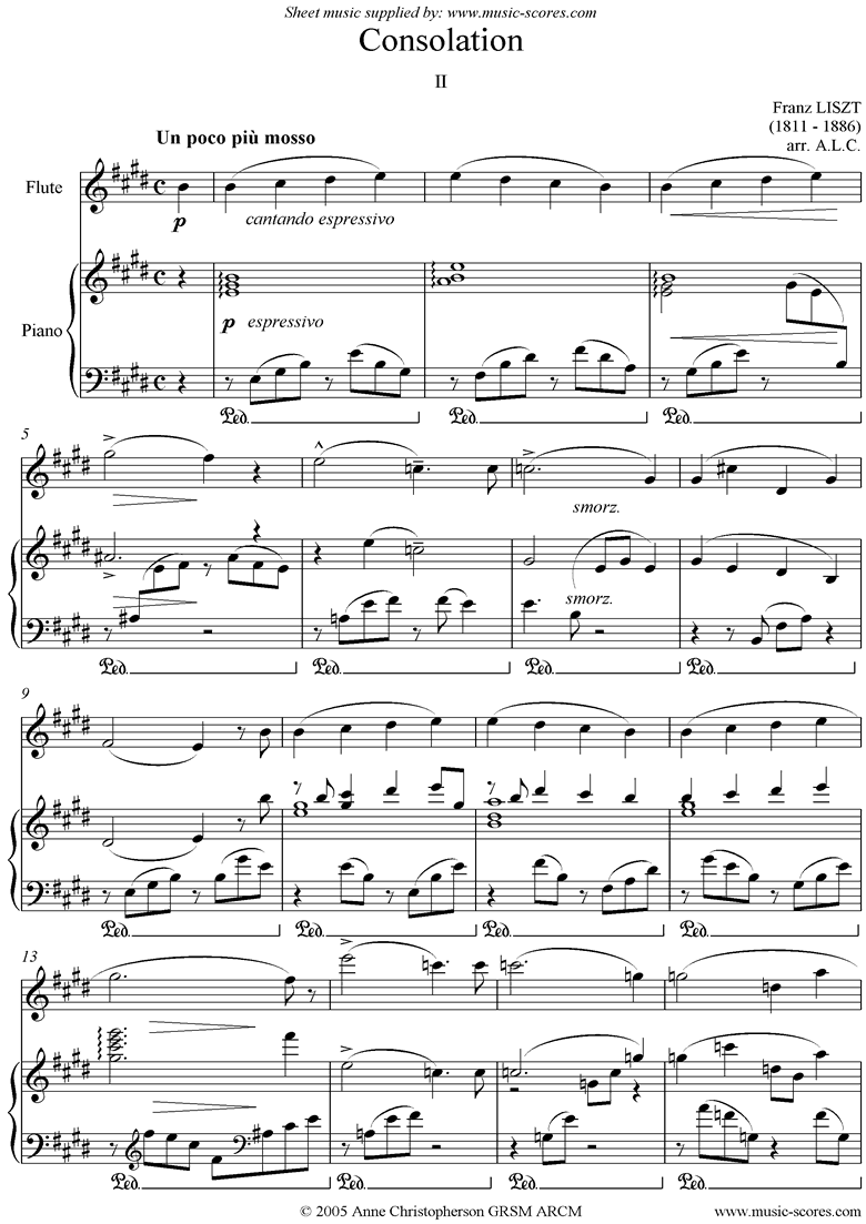 Front page of Consolation No.2: Flute sheet music