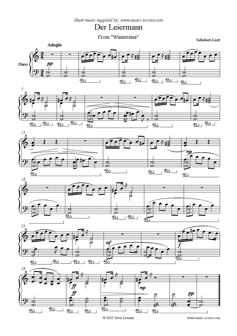 Front page of Winterreise, Op. 89: Der Leiermann - (Liszt) sheet music