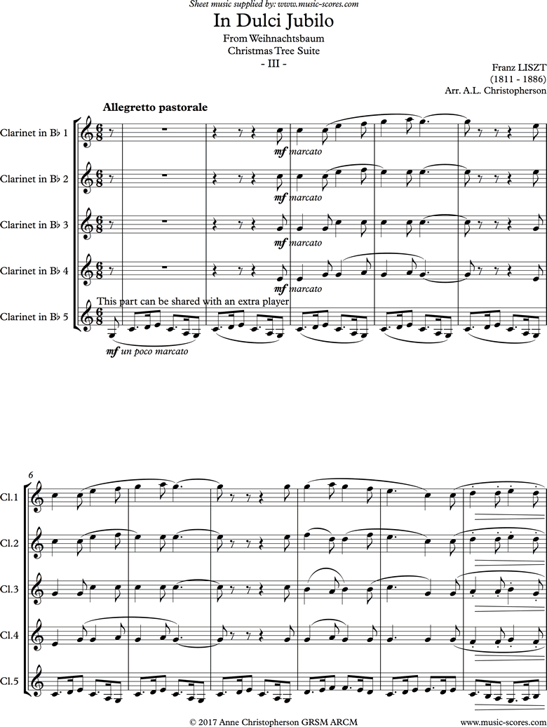 Front page of Weihnachtsbaum: In Dulci Jubilo. 5 Clarinets sheet music