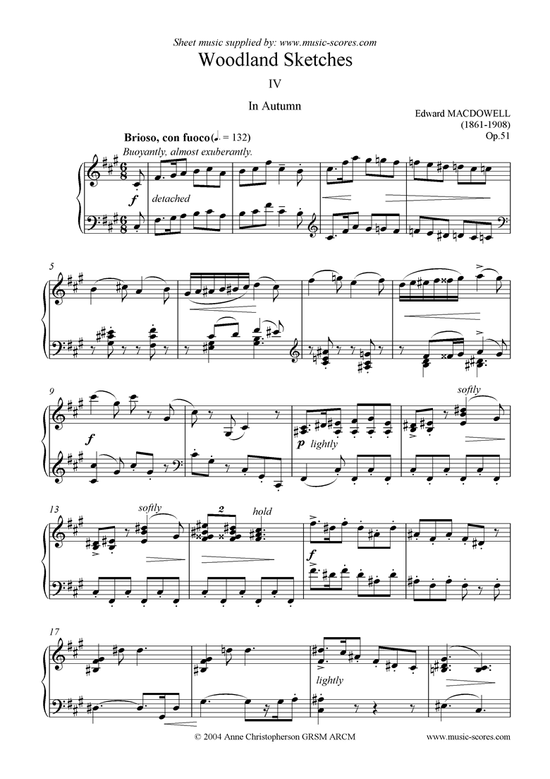 Front page of Woodland Sketches: Op.51, No.4: In Autumn sheet music