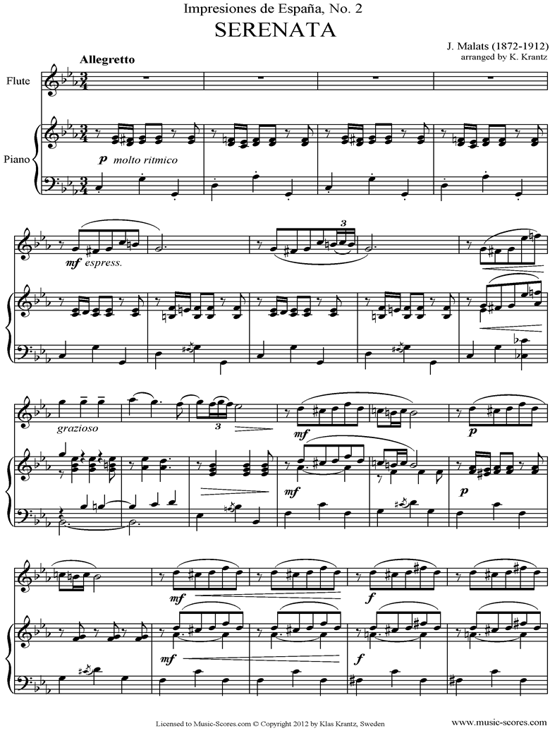 Front page of Serenata Espanola: Flute, Piano sheet music