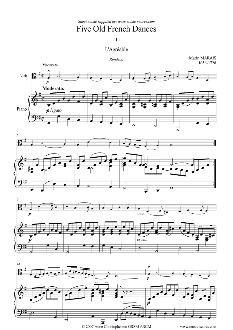 Front page of 5 French Dances: 1: L Agreable sheet music