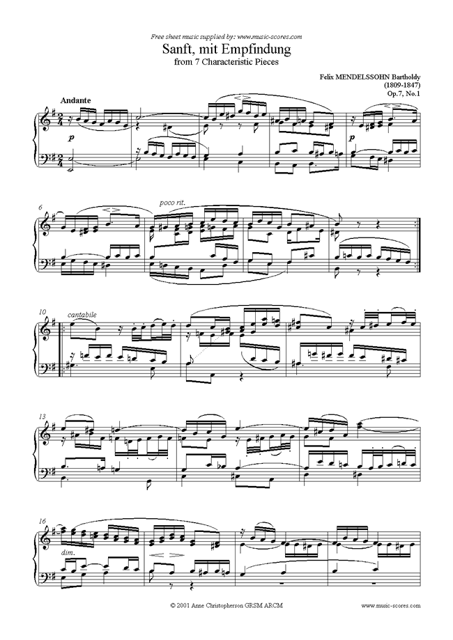 Front page of Op.7, No.1: Sanft, mit Empfindung  sheet music