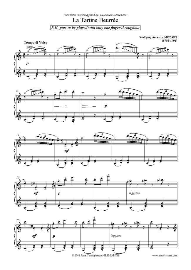 Front page of La Tartine Beurrée sheet music